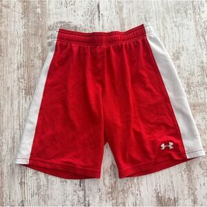 Under‎ Armour Kids Red White HeatGear Athletic Mesh Shorts Youth Medium YMD